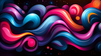 Aufkleber - Vibrant abstract swirl design featuring dynamic colors and flowing shapes against a dark background, creating a sense of movement and energy