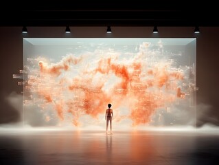 Poster - Expansive digital realm of holographic data streams abstract data visualization luminescent geometric structures and ethereal information architecture  Ambient lighting sci fi minimalist design