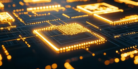Poster - Blockchain Visualization: Create an image showing a digital chain of blocks interconnected, symbolizing the structure of blockchain technology.