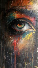 Poster - Close-Up Abstract Eye Painting: A Vivid Exploration of Expression