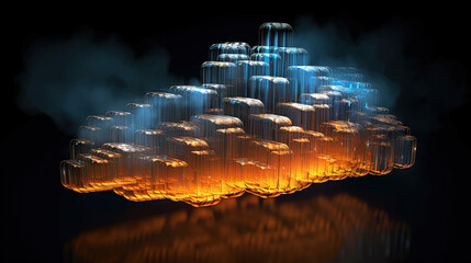 Poster - Cloud shaped technology abstraction. Connection and data storage concept.