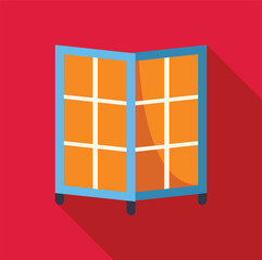Poster - folding screen room divider is standing, creating privacy and dividing a space