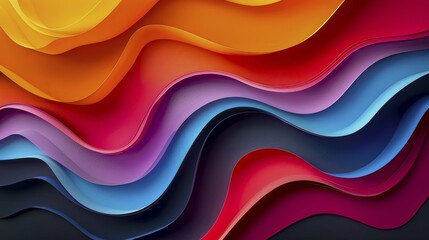Aufkleber - Colorful abstract waves in shades of orange, red, pink, and purple, creating a vibrant and dynamic effect, AI generated