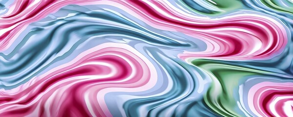  - Seamless abstract pattern of vector fluid curved lines creating a dynamic ripple effect in vibrant colors of blue, green and red, AI generated