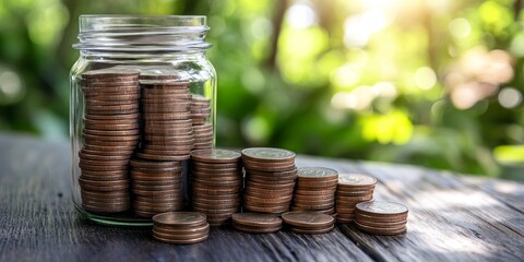 Aufkleber - Savings Goals Visualization: Illustrate a visual representation of savings goals, such as a savings jar or graph showing progress toward a target, emphasizing the importa