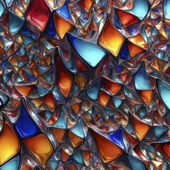 Poster - 3d rendering of vibrant colored abstract changing glass design in an ornament structure, ai generate