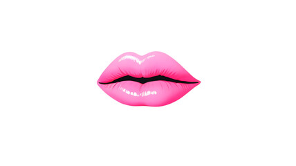 Wall Mural - Pink lips made of watercolor, isolated, transparent background. png