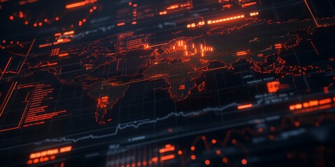 Poster - World Stock Market Overview: Create an image showing a global map with major stock markets highlighted and corresponding stock charts for each region.