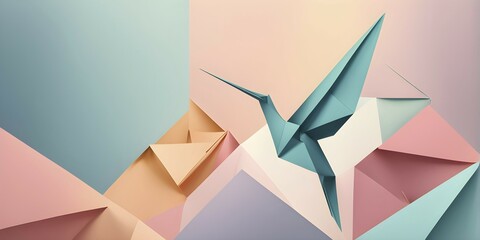 Poster - Abstract origami bird wallpaper illustration, AI generated