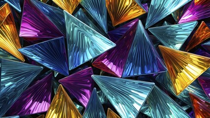 Poster - 3d rendering of vibrant colored abstract changing glass design in an ornament structure, ai generate