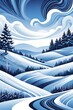© Stefan Schurr/imageBROKER - Abstract winter landscape illustration using cool blues and whites with swirling patterns and shapes evoking the cold and snowy fields, AI generated