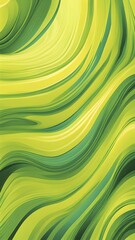  - Seamless abstract pattern of vector fluid curved lines creating a dynamic ripple effect in vibrant colors of green and yellow, AI generated