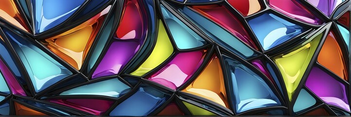 Poster - 3d rendering of vibrant colored abstract changing glass design in an ornament structure, ai generate