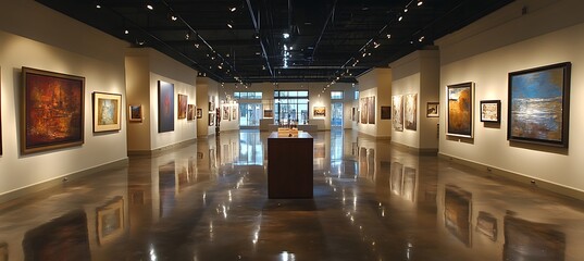 Poster - Artistic vision showcased through sleek displays, open space, and striking lighting