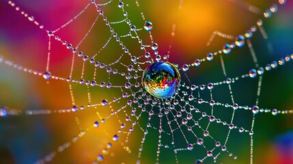 spider web with dew drops