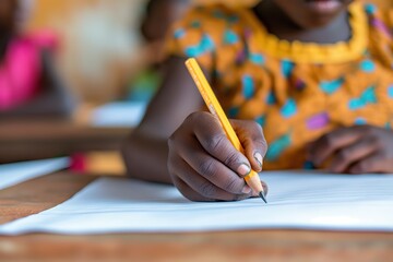 Sticker - a child writing with a pencil