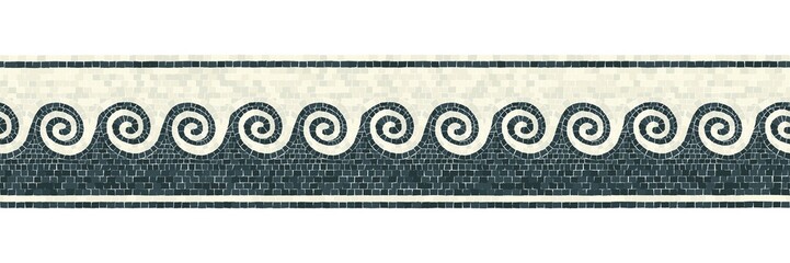Poster - Horizontal border mosaic tiles, vector pattern