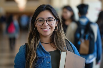 Poster - a girl in a hallway with books