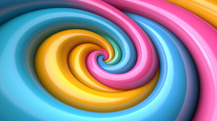 Sticker - Swirling colors of blue, pink, and yellow create a vibrant abstract pattern resembling a candy swirl