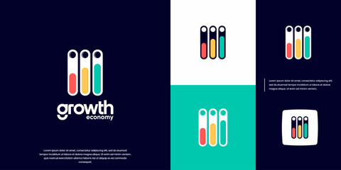 digital economy trade chart, growth, income, investment, logo design vector.