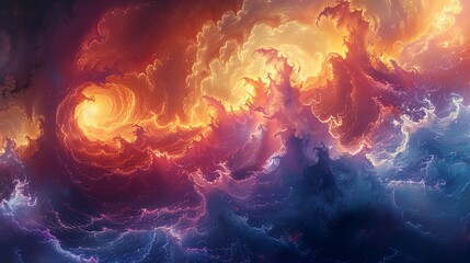 Canvas Print - Cosmic Whirlpool: A Symphony of Fire and Water