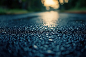 Canvas Print - a wet road, the sun is shining