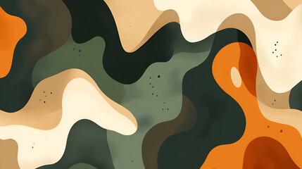 Aufkleber - Abstract camouflage pattern with organic shapes in earthy tones and a wavy design suitable for various creative projects