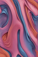  - Seamless abstract pattern of vector fluid curved lines creating a dynamic ripple effect in vibrant colors of blue, pink and orange, AI generated