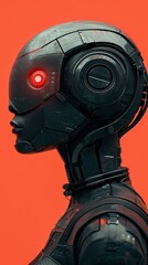 Canvas Print - futuristic robot head: digital art & ai concept