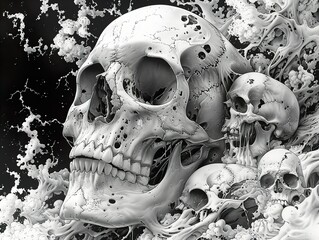 Wall Mural - Dark and Grim: A Skull Illustration