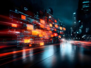 Poster - fluid interconnected futuristic smart city with a complex web of autonomous vehicles public transit 