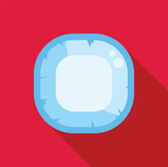 Poster - cartoon blue ice button with cracks for game design project, creating winter, arctic or christmas th