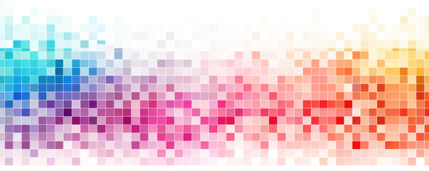 Poster - rainbow colored pixel squares art background isolated on white or transparent png