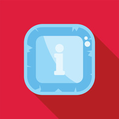 Poster - blue ice cube square information icon casting a long shadow on a red background