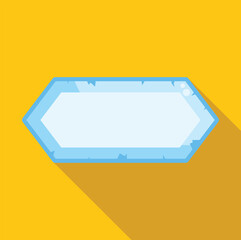 Poster - blue hexagon ice crystal button game asset casting a long shadow is set on a yellow background