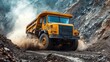 © Farah - Massive Yellow Dump Truck Navigating Rugged Mountain Terrain