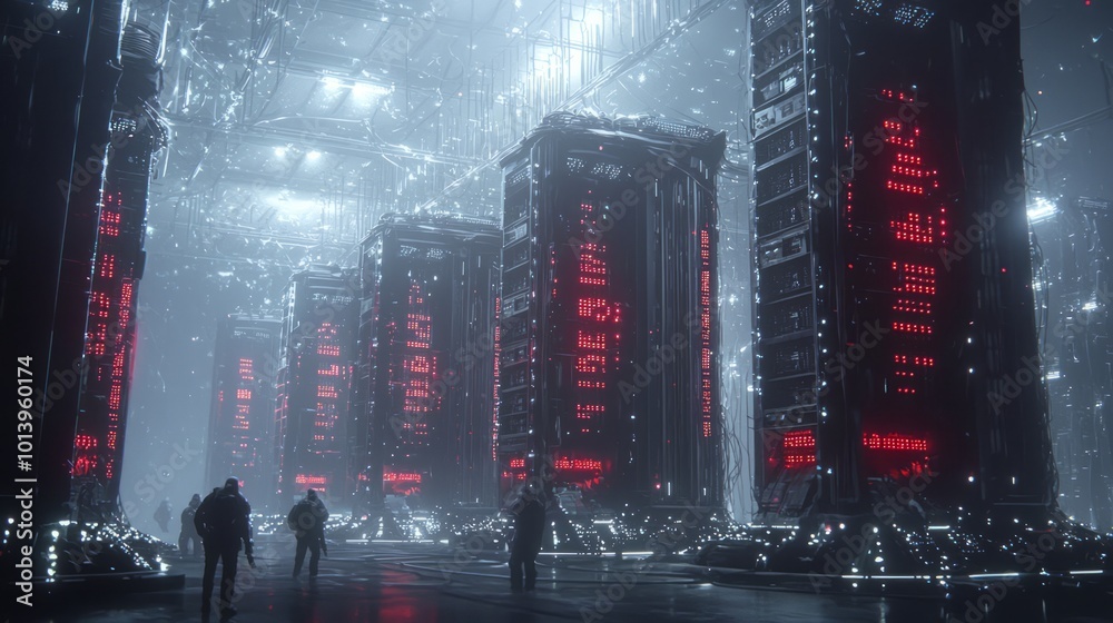 Data Center Distopia Digital Dystopia: Technicians Battling AI Dominance in Massive Data ...