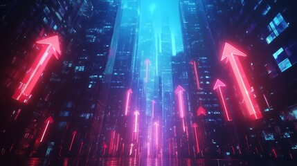 Wall Mural - Glowing digital arrows 