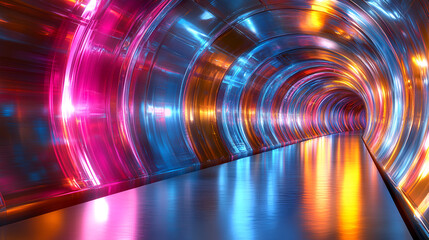 Aufkleber - Colorful illuminated tunnel with vibrant lighting in abstract design