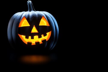 Aufkleber - Simple silhouette of a jack-oâ€™-lantern, glowing softly against a dark background, evoking the spooky spirit of Halloween