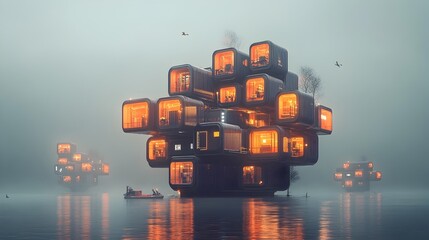 Poster - futuristic cargo container vessels with sleek and streamlined silhouettes advanced propulsion system