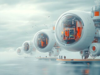 Poster - Majestic Nextgen Cargo Vessels Towering Over the Horizon with Advanced Composite Hulls and Aerodynamic Superstructures Featuring Real Time Analytics Dashboard Autonomous LoadingUnloading