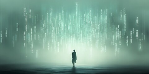 Poster - Mesmerizing Futuristic Digital Sanctuary with Shimmering Data Crystals and Sleek Holographic Interfaces