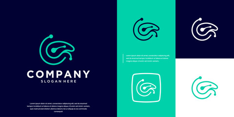 Pancreas logo with electrical network concept , modern health , graphic vector illustration.