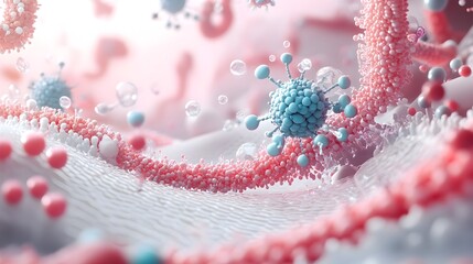 Poster - Futuristic digital depicting an innovative conceptual design of the insulin molecule showcasing advanced technologies for insulin delivery and diabetes treatment
