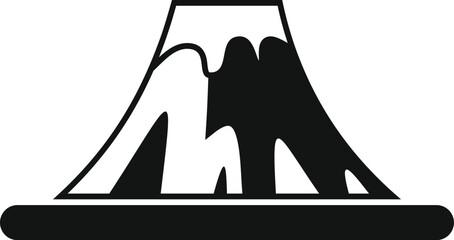Poster - simple black and white vector icon of a volcano erupting on a white background