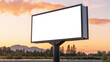 © Bockthier - An empty huge poster mockup on the roof of a mall, white template placeholder of an advertising billboard on the rooftop of a modern building framed by trees