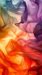 Poster - Colorful abstract flow of translucent fabric with gradient hues, artistic concept