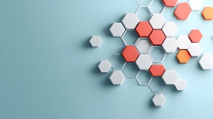 Poster - graphene atomic lattice with intricate hexagonal structure in a flat minimalist 3d digital this imag