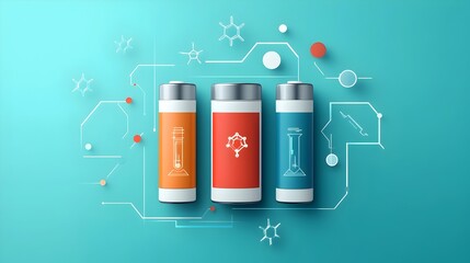 Poster - graphene battery energy efficiency symbol represented in a minimalist flat design this image showcas